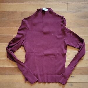 Topshop Burgundy Long Sleeve Mockneck Top